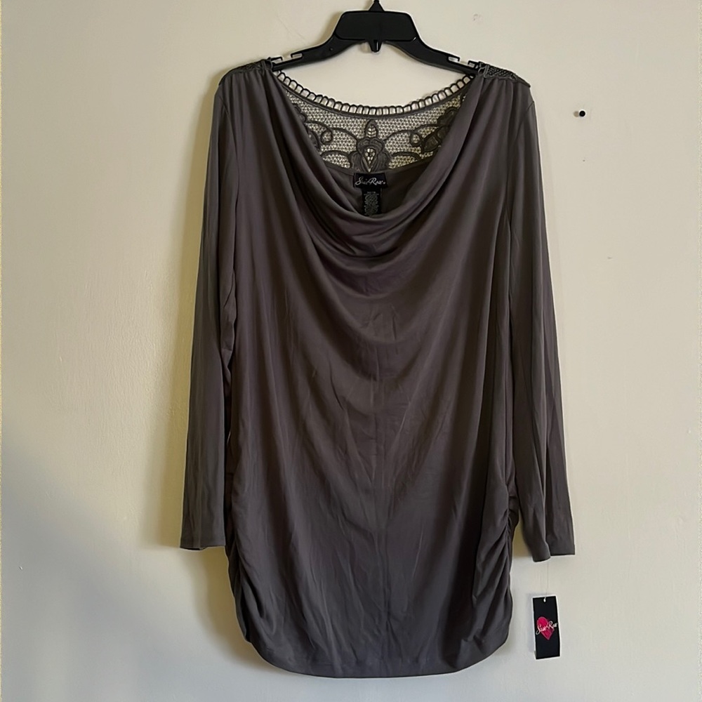 Susie Rose draped neck top with beautiful lace back